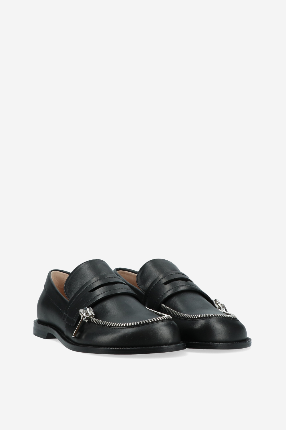 Biker leather zip loafer