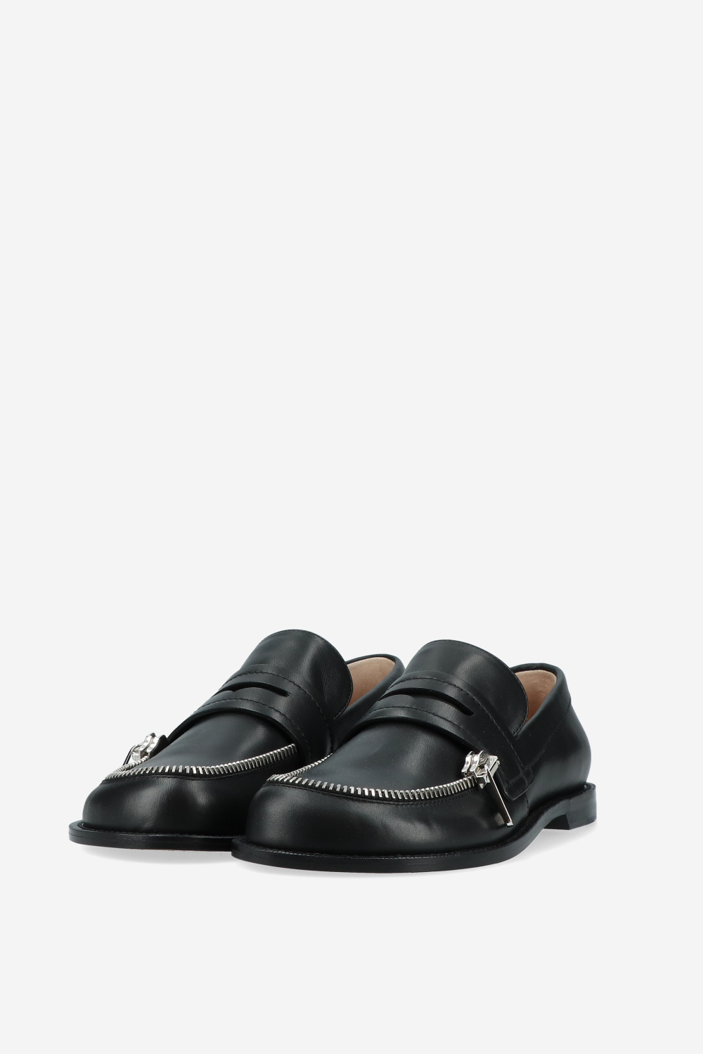 Biker leather zip loafer