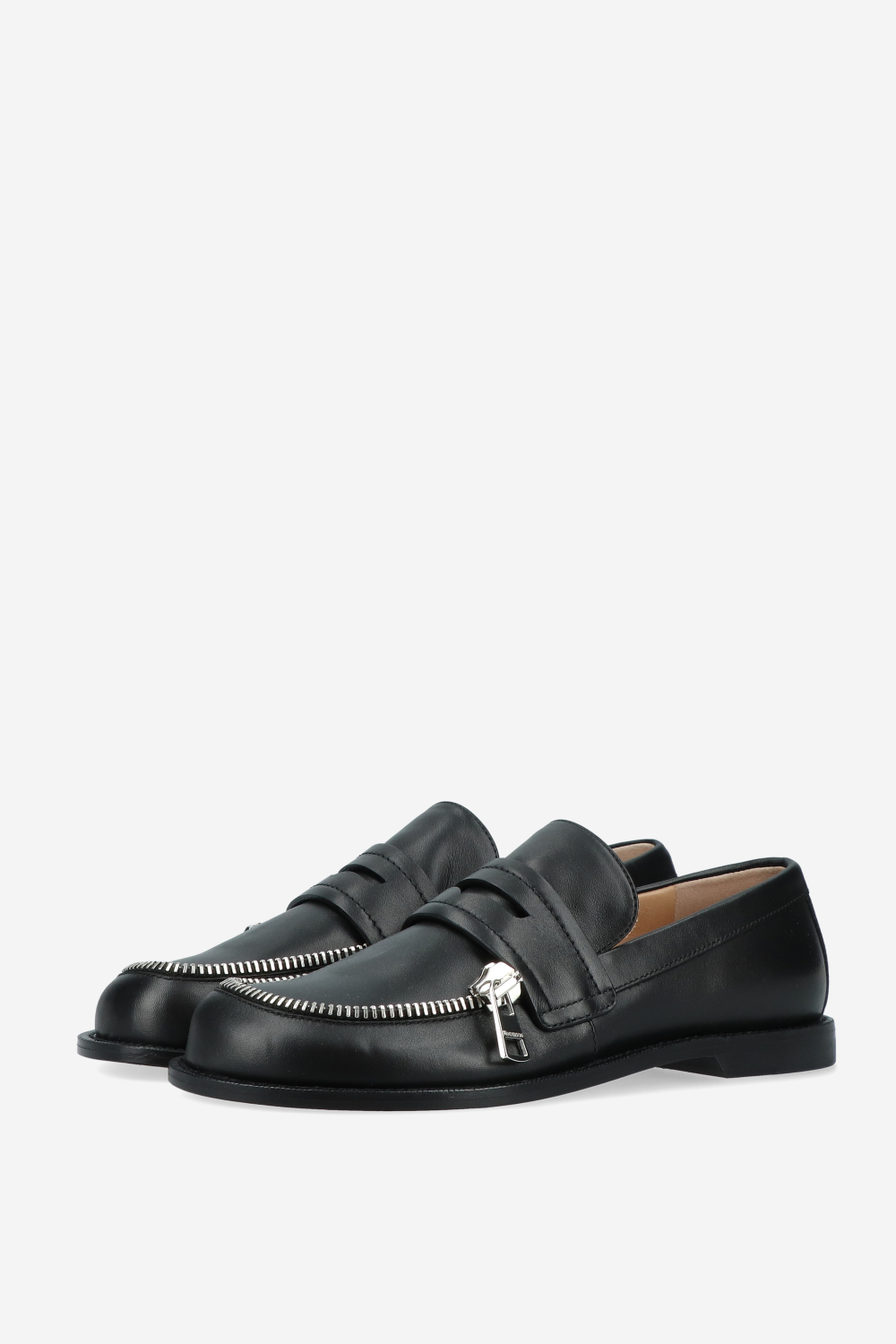 Biker leather zip loafer