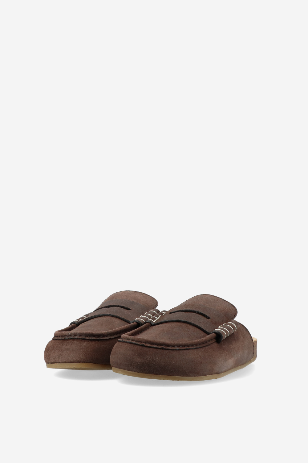 Stitch suede loafers