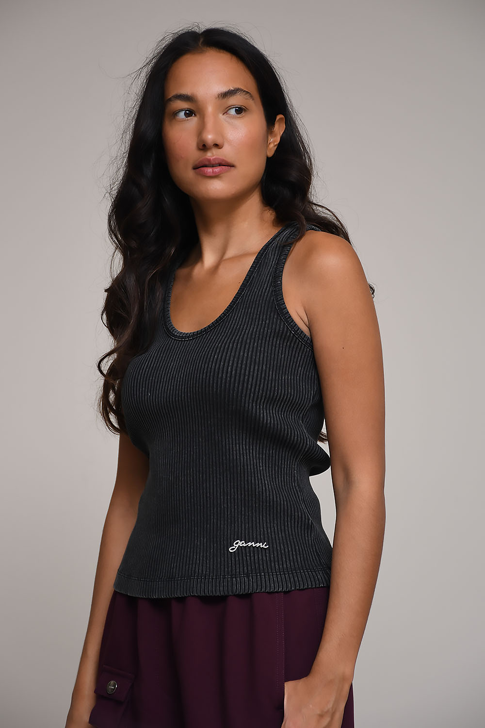 Ganni - Heavy rib jersey tank top
