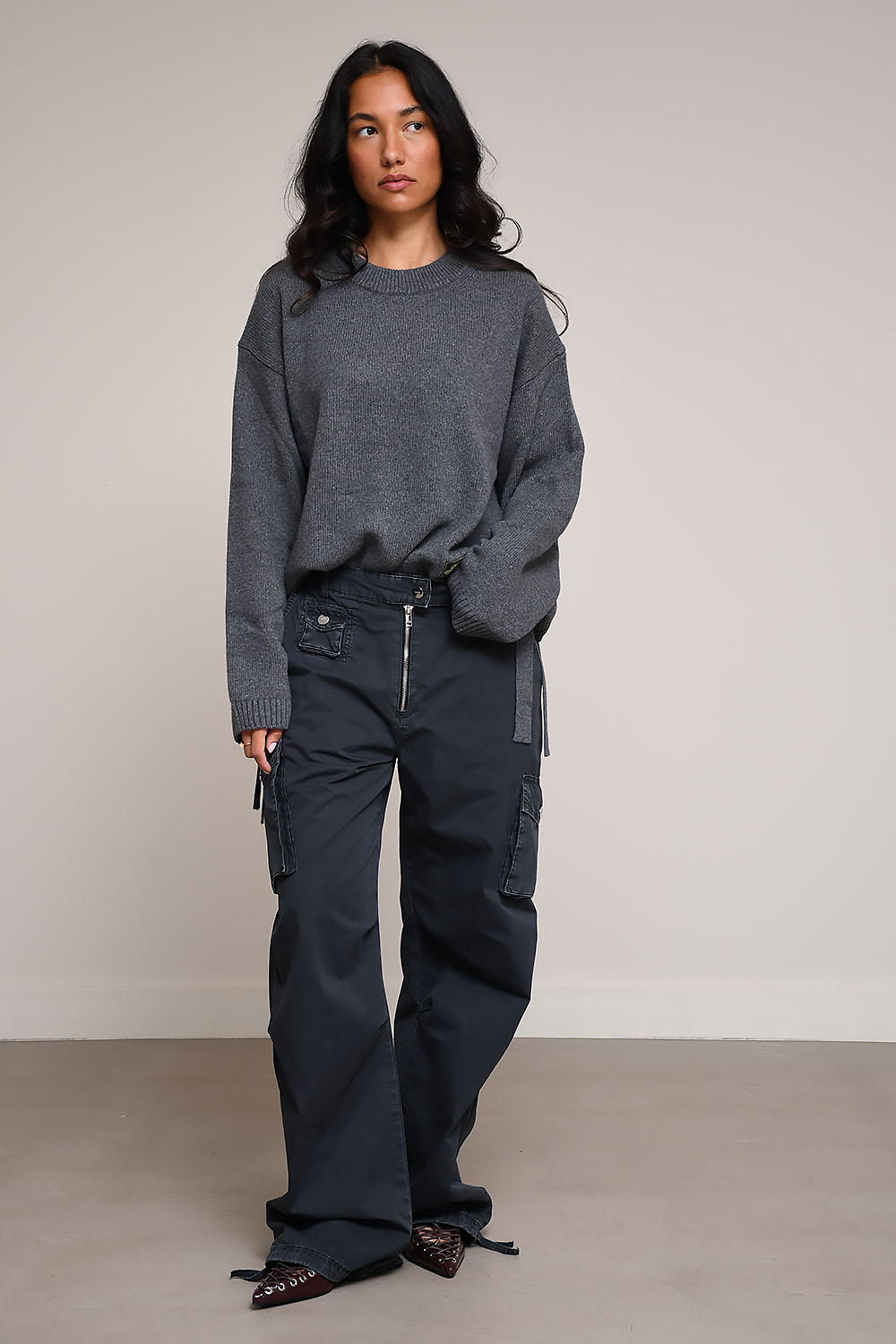 Ganni - Future wool mix oversized o-neck sweater