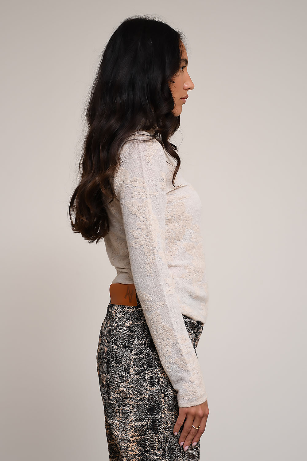 Ganni - Sheer flower jacquard mockneck