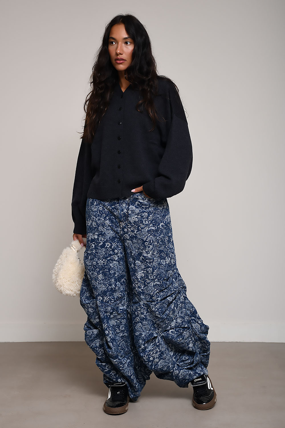 Ganni - Tapestry denim draped jeans