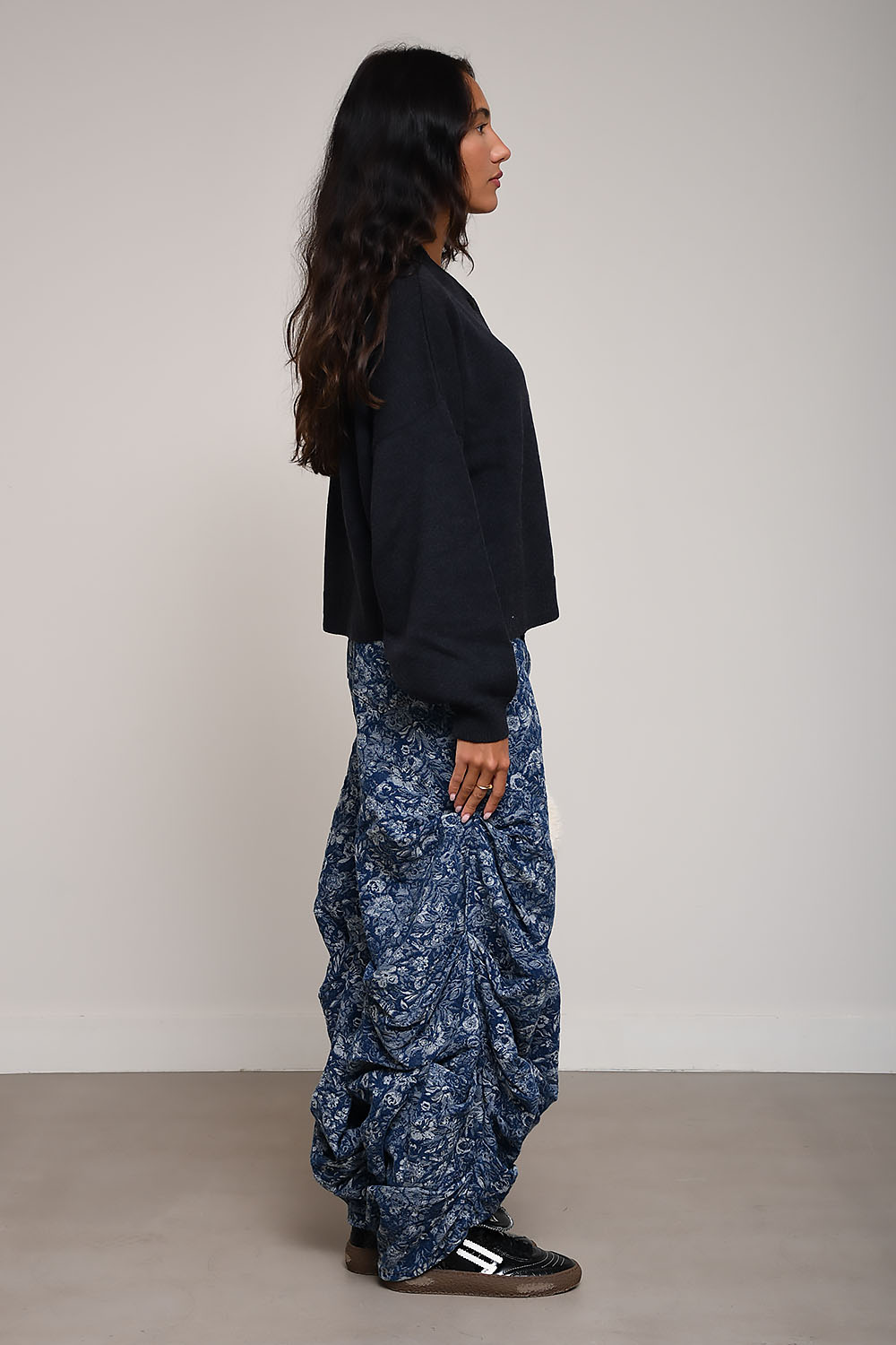Ganni - Tapestry denim draped jeans