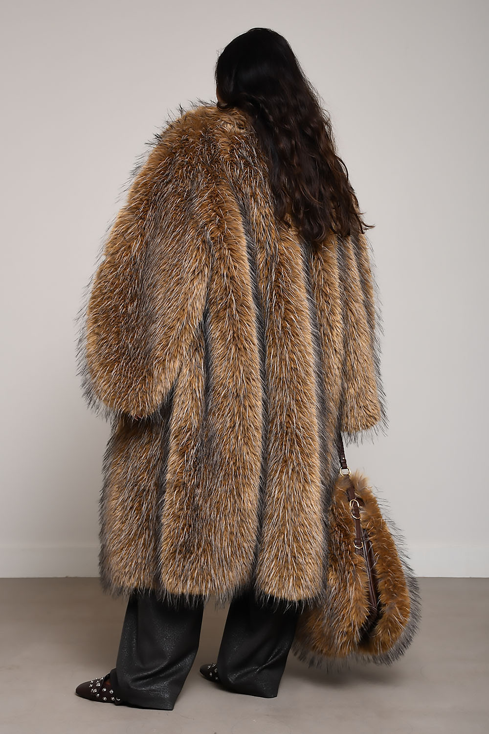 Alternative fur long coat