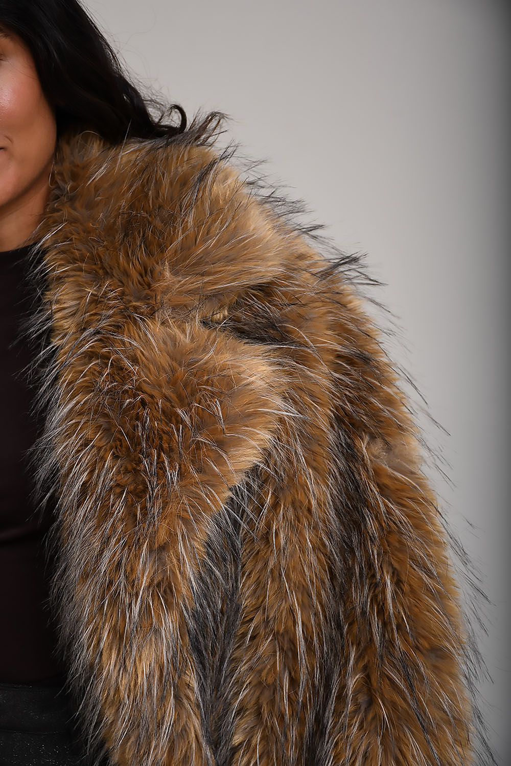 Alternative fur long coat
