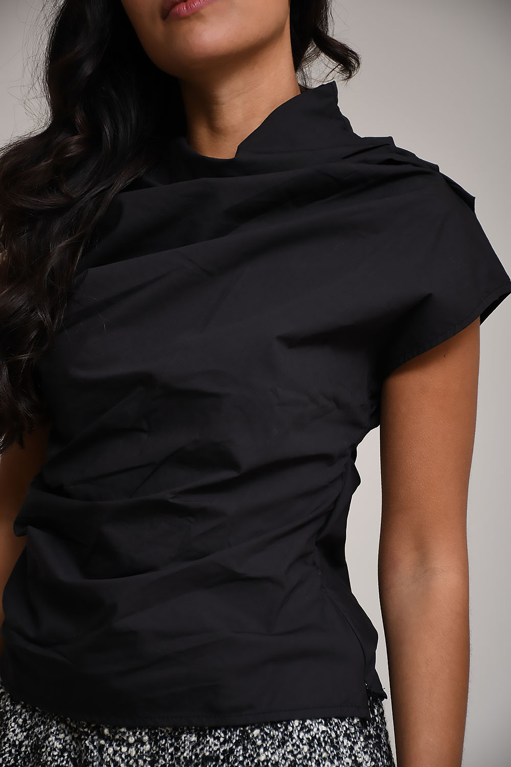 Stretch cotton ruched top