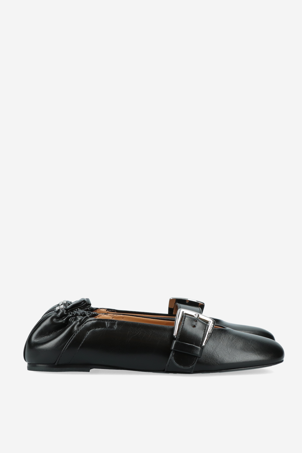 Butterfly strap crinkle oleatex ballerinas