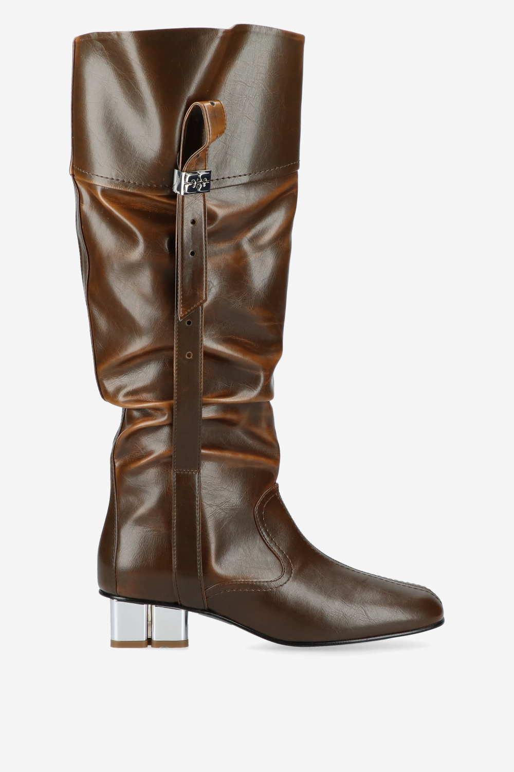 Ganni - Butterfly crinkle oleatex slouchy boots