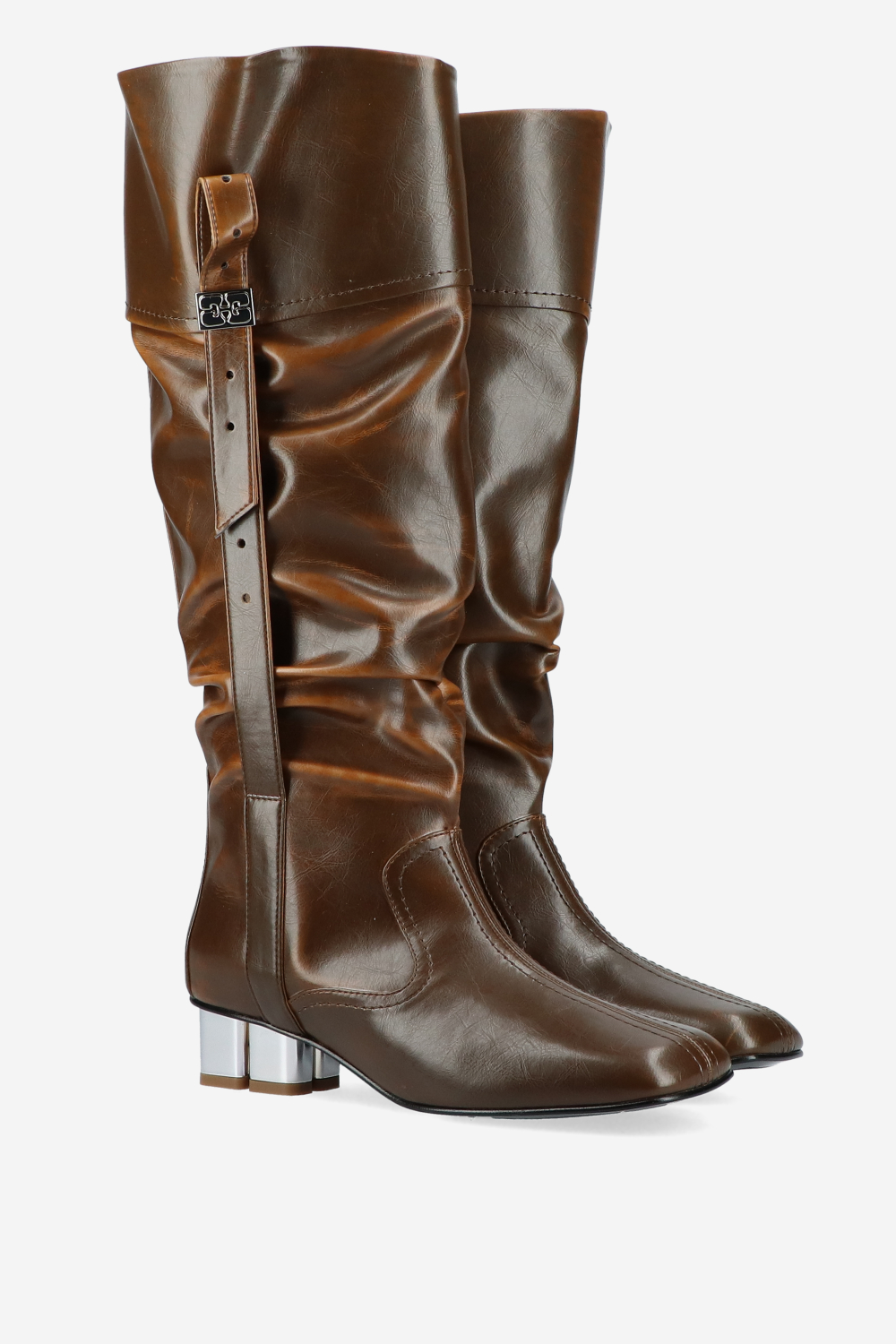 Ganni - Butterfly crinkle oleatex slouchy boots