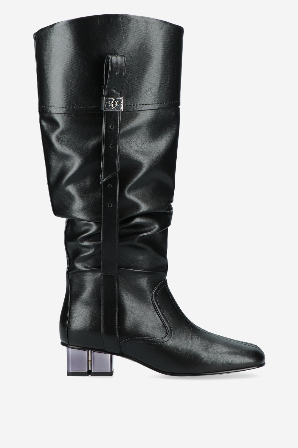 Ganni - Butterfly crinkle oleatex slouchy boots