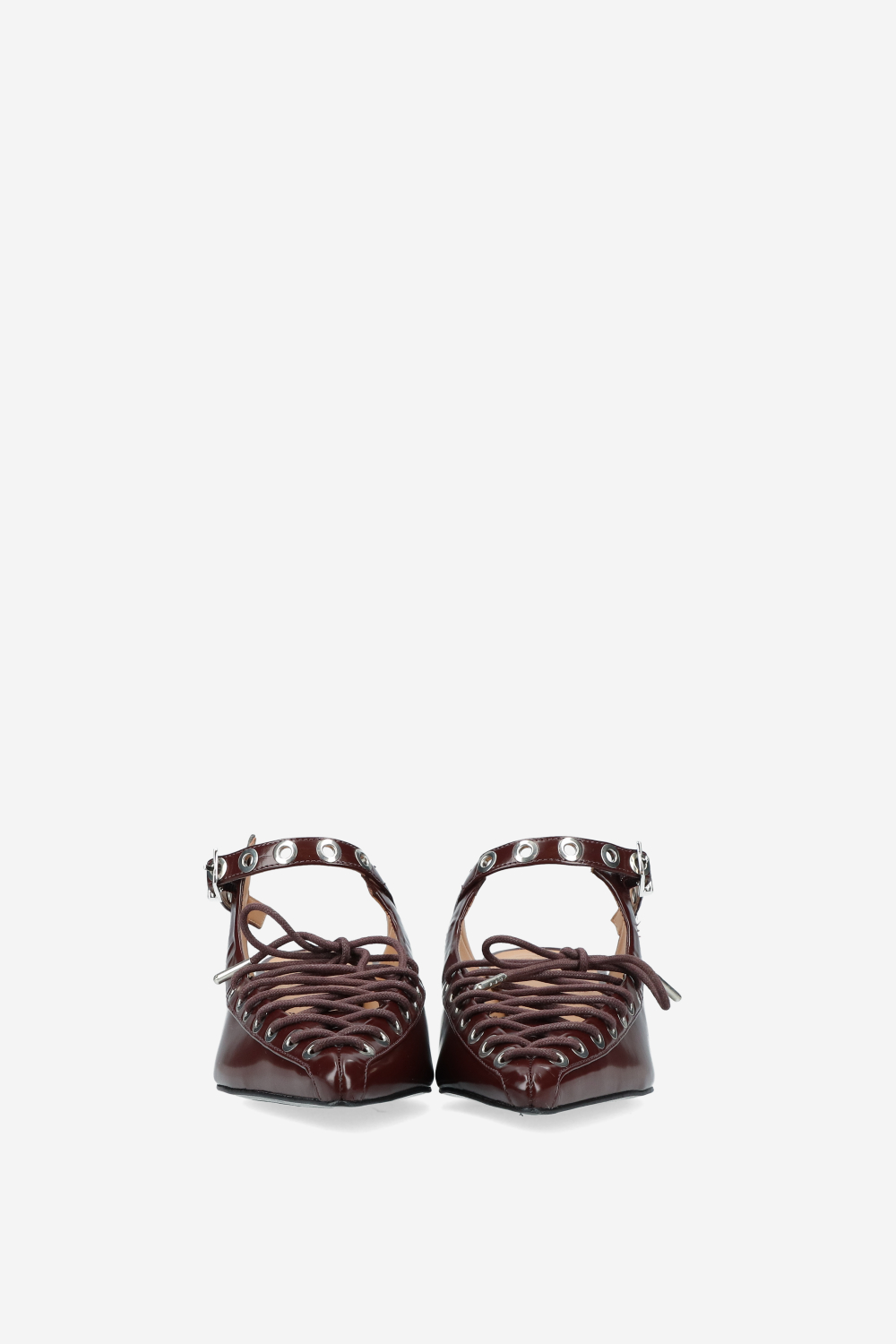 Eyelets lace up oleatex mules