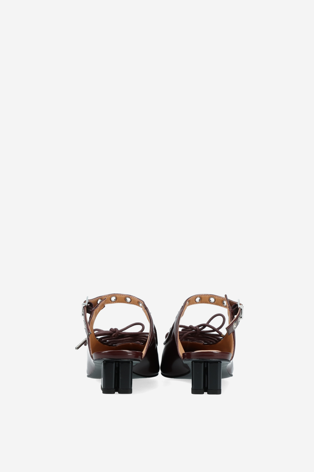 Eyelets lace up oleatex mules