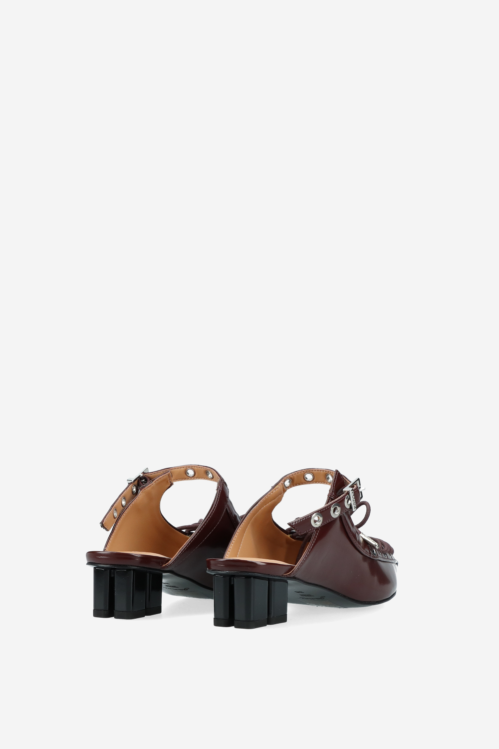 Eyelets lace up oleatex mules