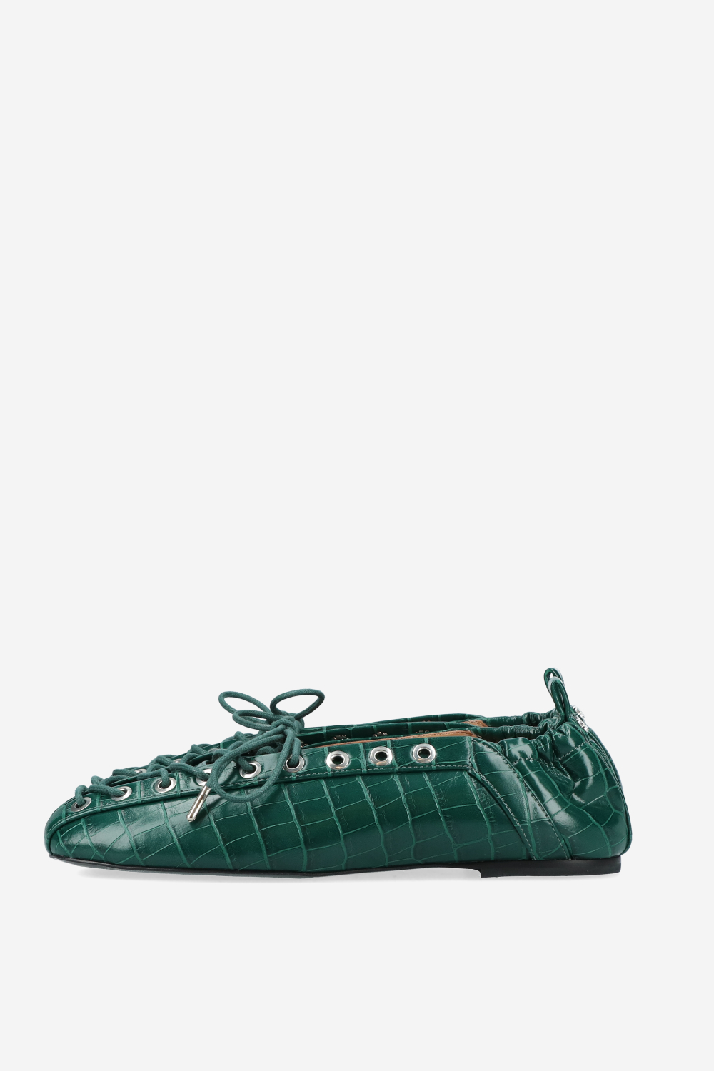 Eyelets lace up croco ballerinas