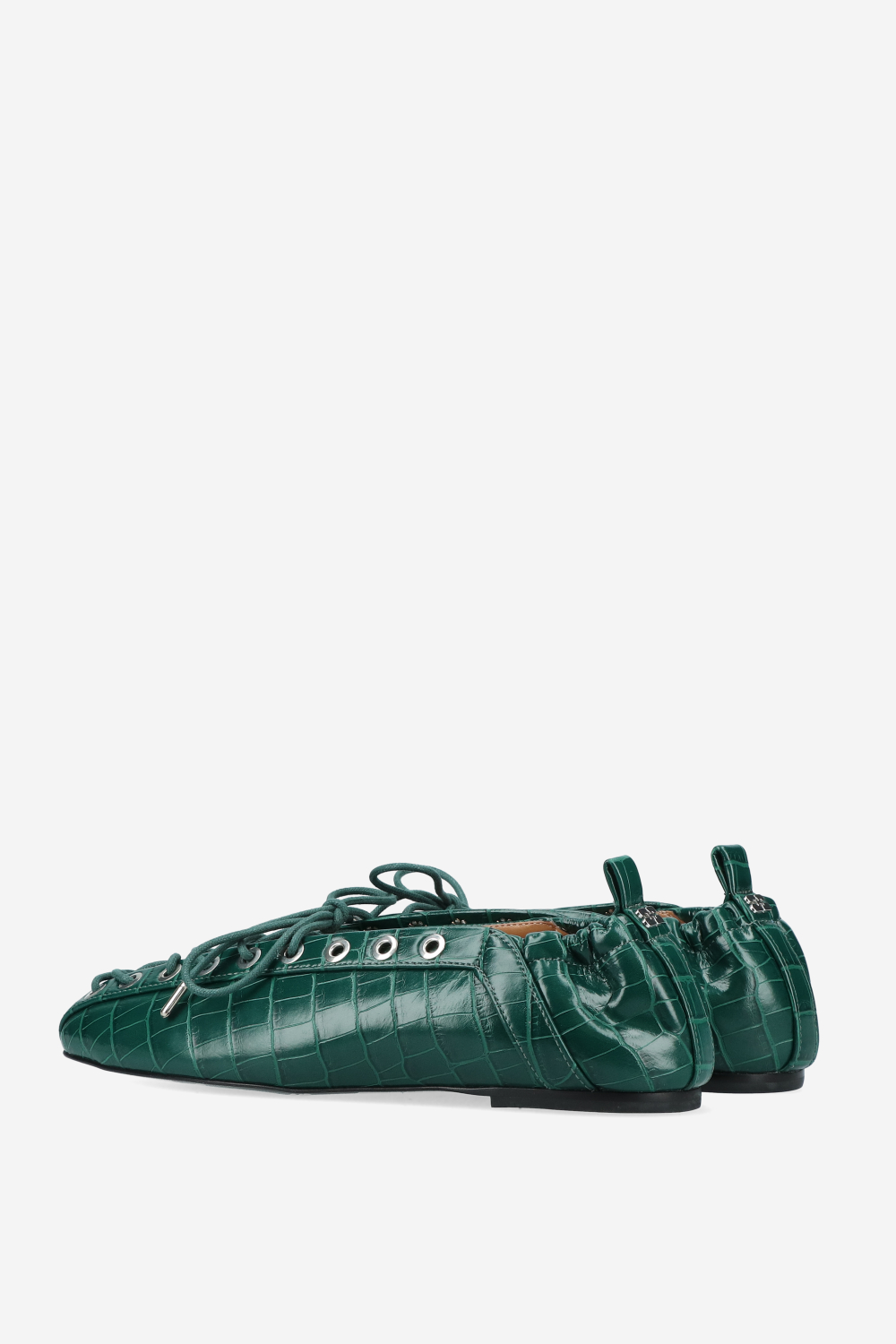 Eyelets lace up croco ballerinas