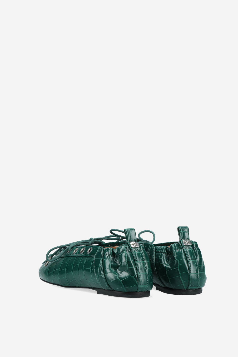 Eyelets lace up croco ballerinas