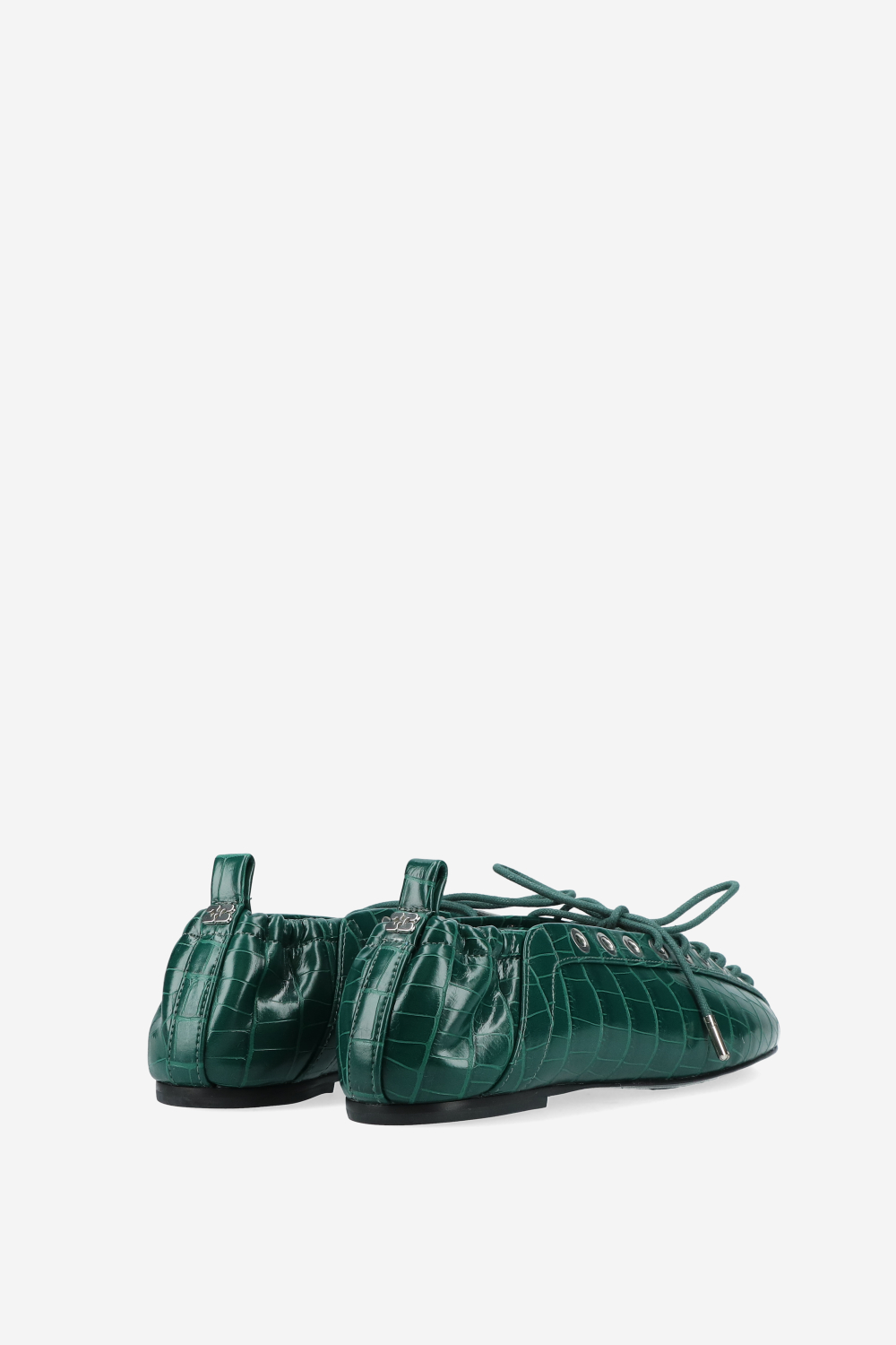 Eyelets lace up croco ballerinas