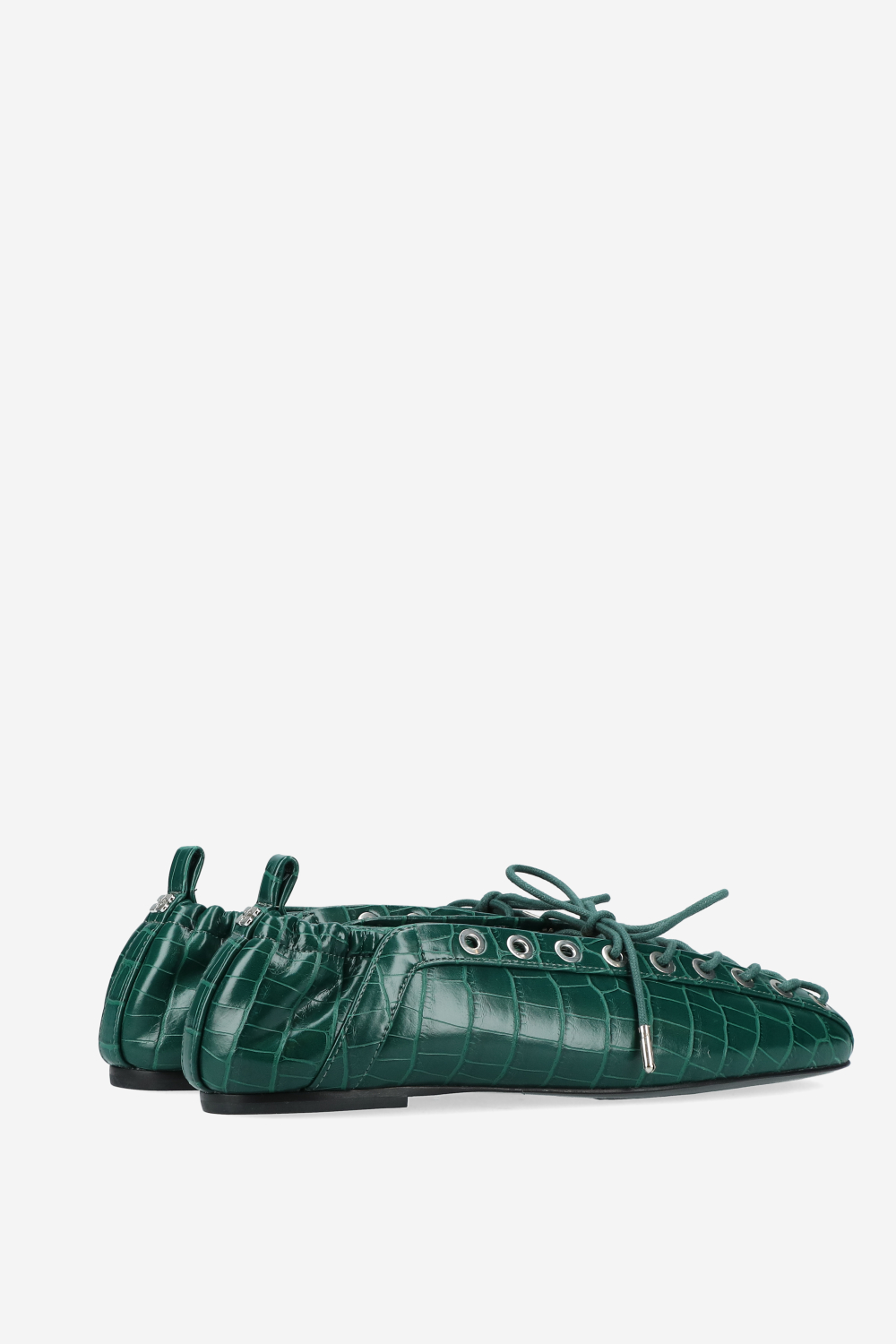 Eyelets lace up croco ballerinas