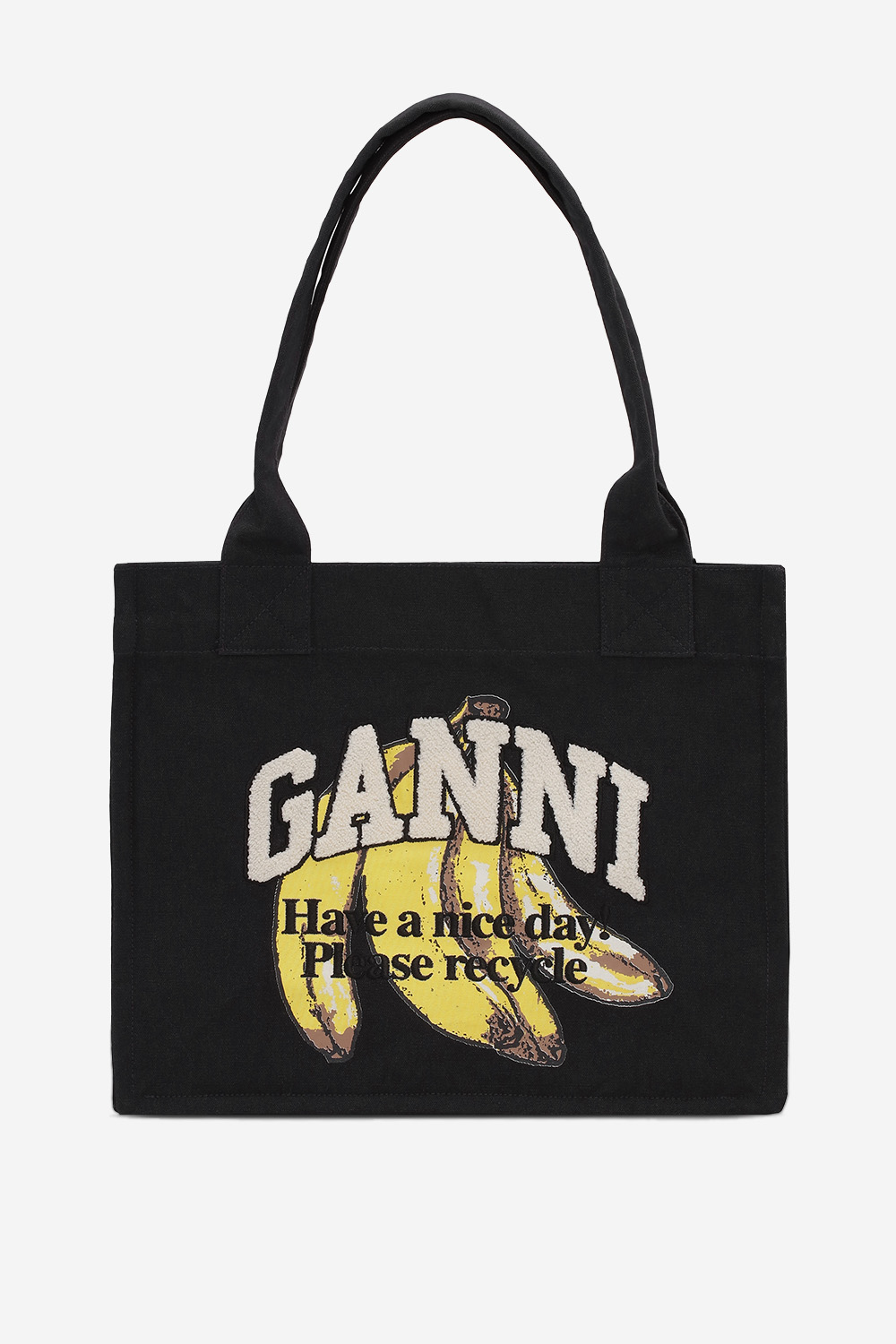 Ganni - Pocket banana print large easy shopper