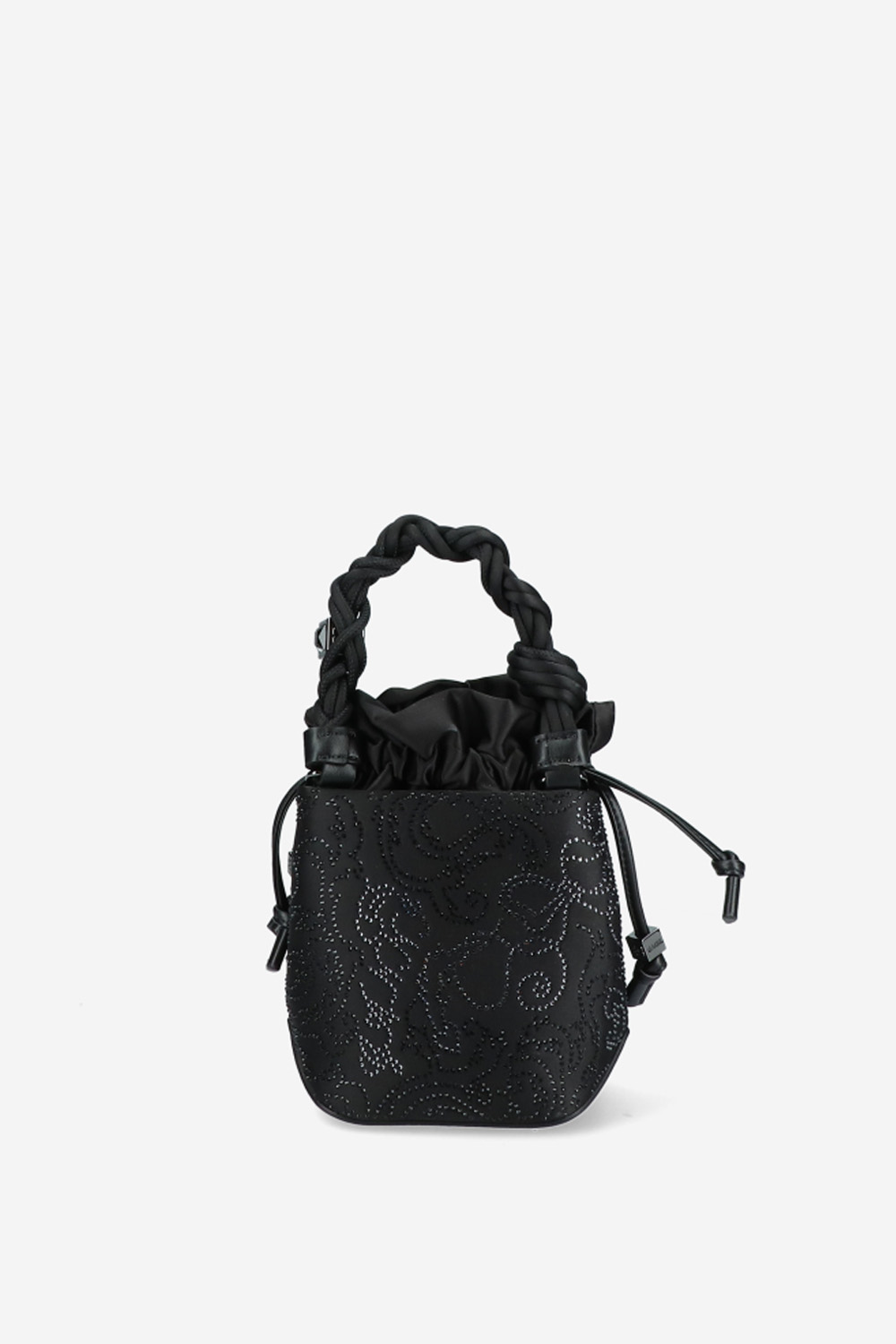 Ganni - Bou bucket mini flower strass satin crossbody