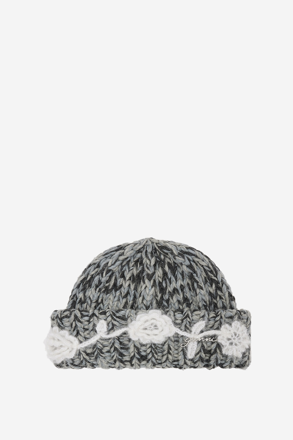Ganni - Graphic flower crochet wool beanie