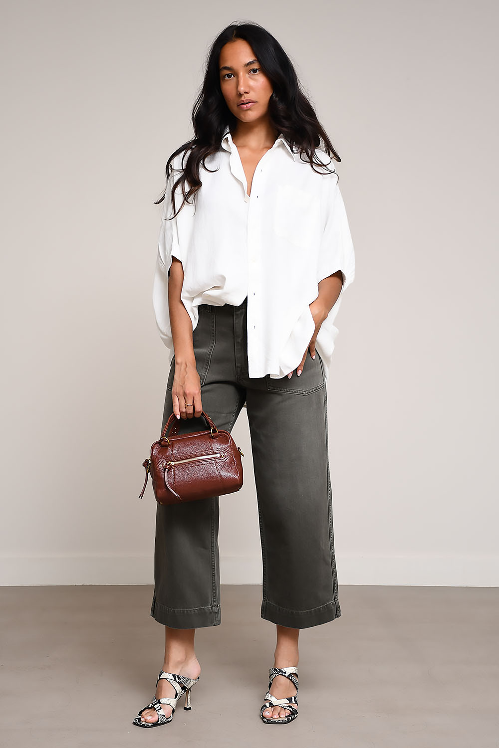 Denimist - Boxy cuffed linen-cotton blend shirt