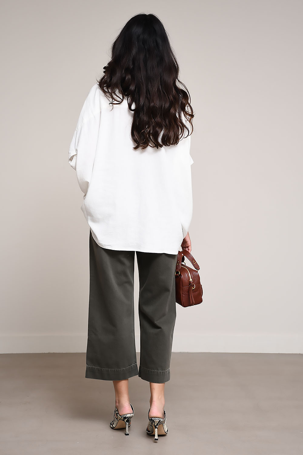 Boxy cuffed linen-cotton blend shirt