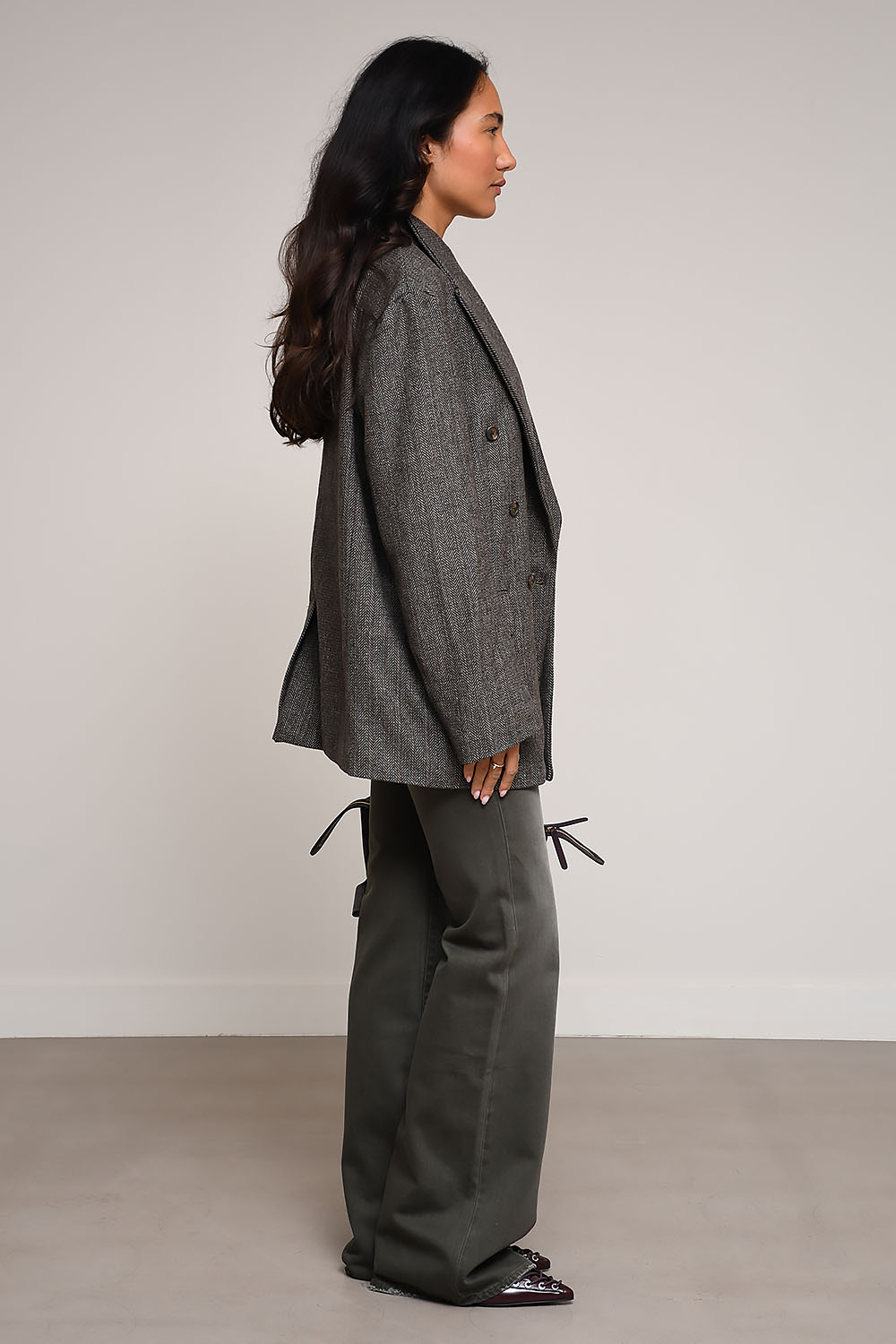 Denimist - Double breasted peak lapel wool blazer