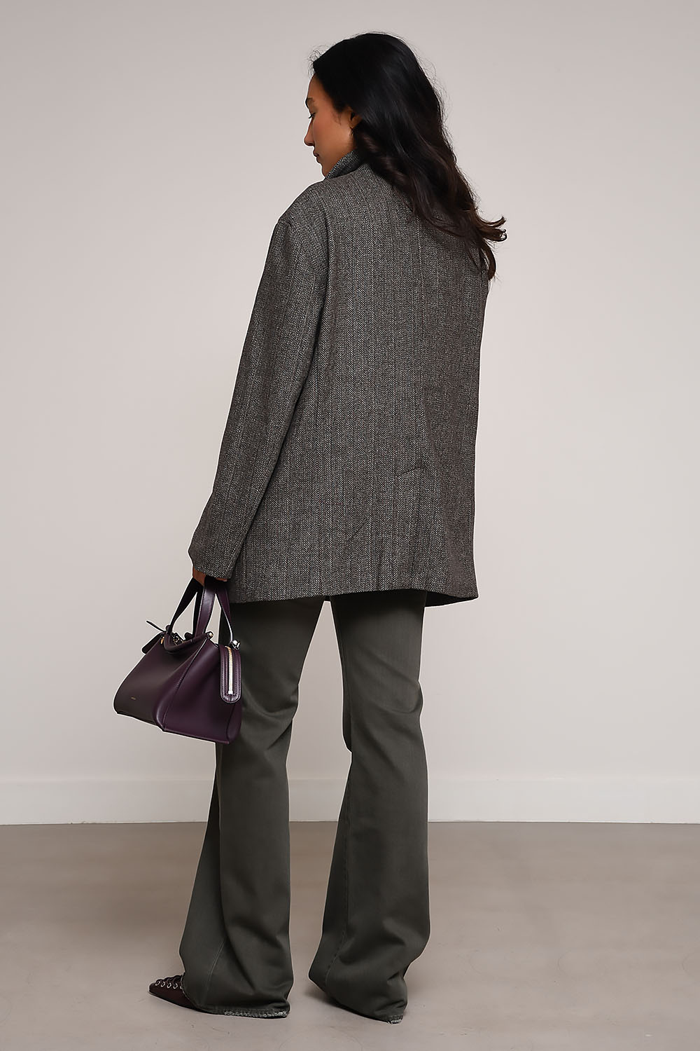 Double breasted peak lapel wool blazer