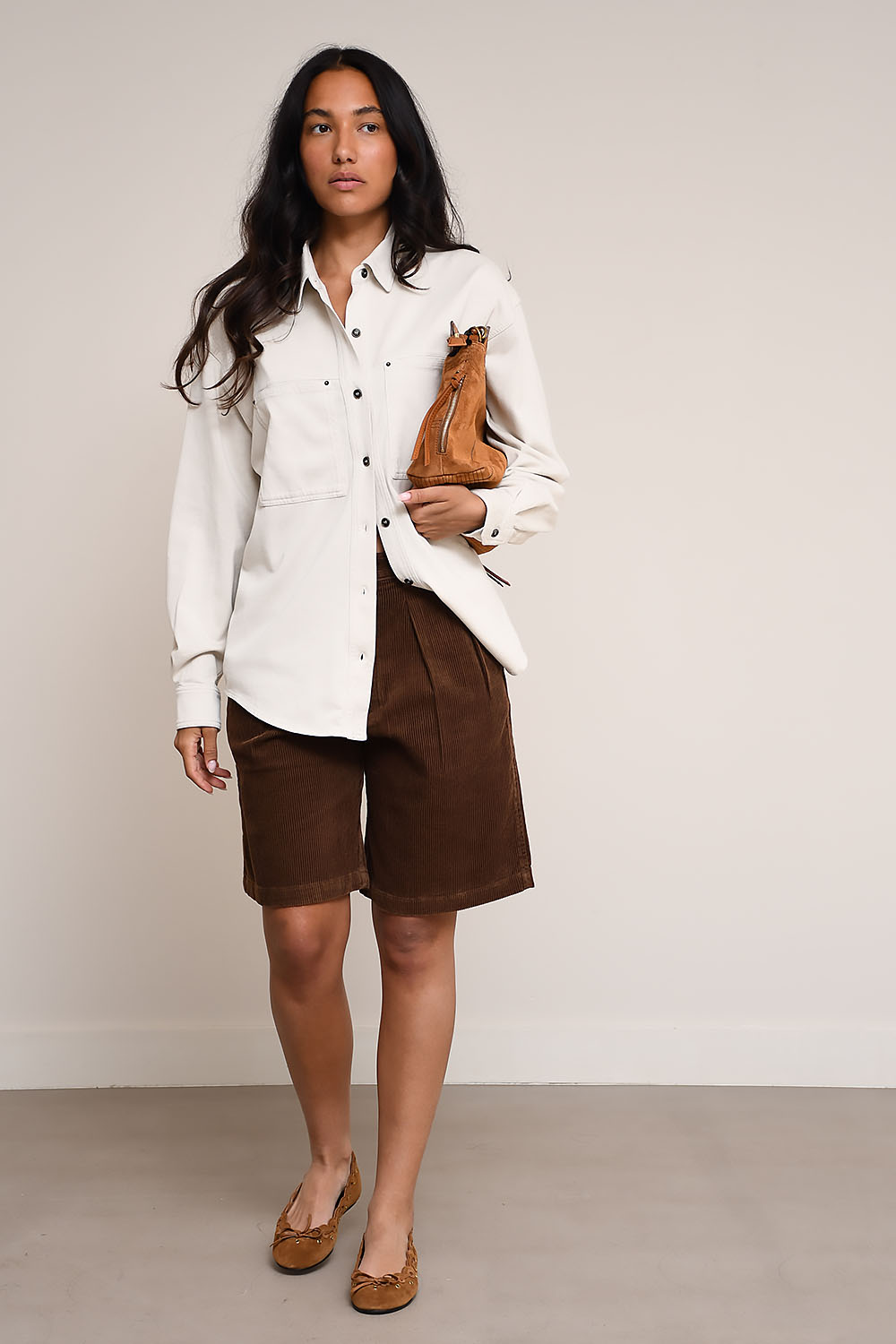 Denimist - Double pleat long corduroy short