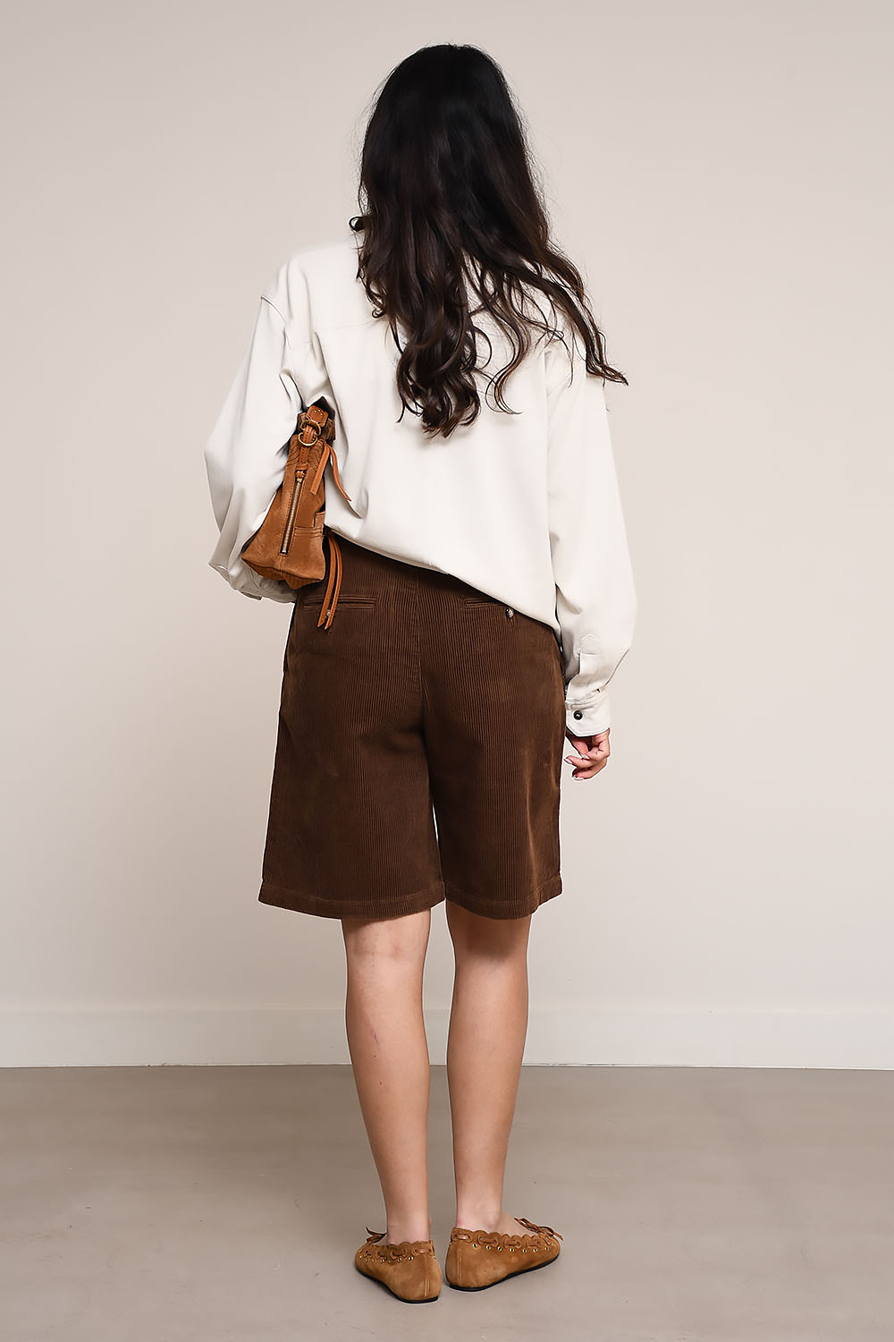 Double pleat long corduroy short