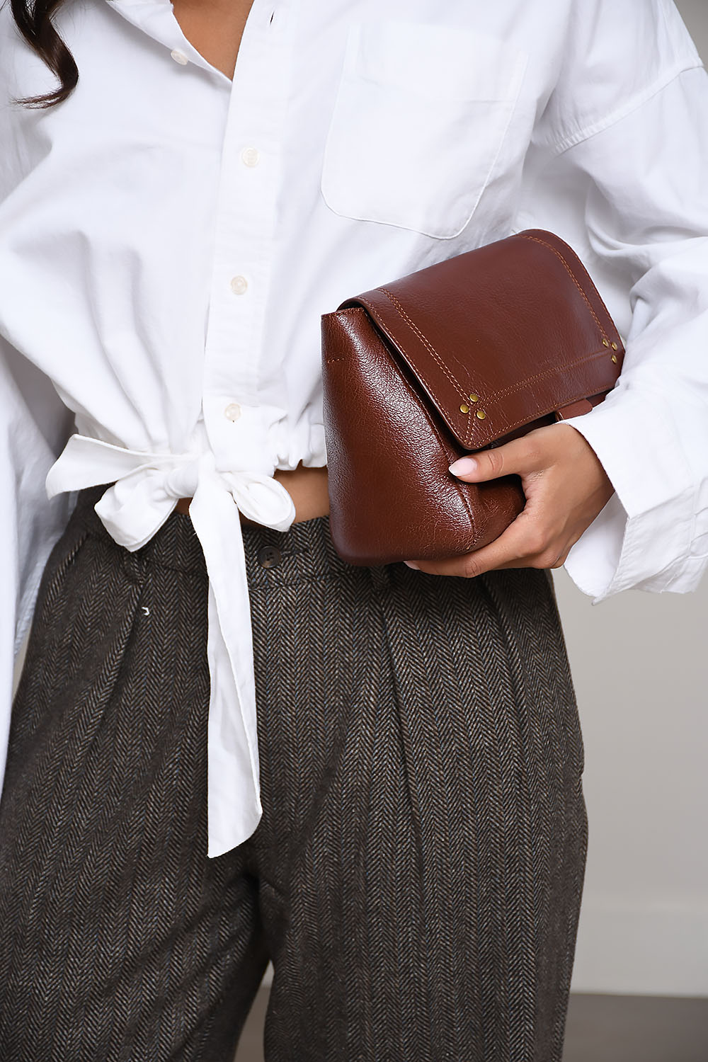 Double pleat wide leg pants