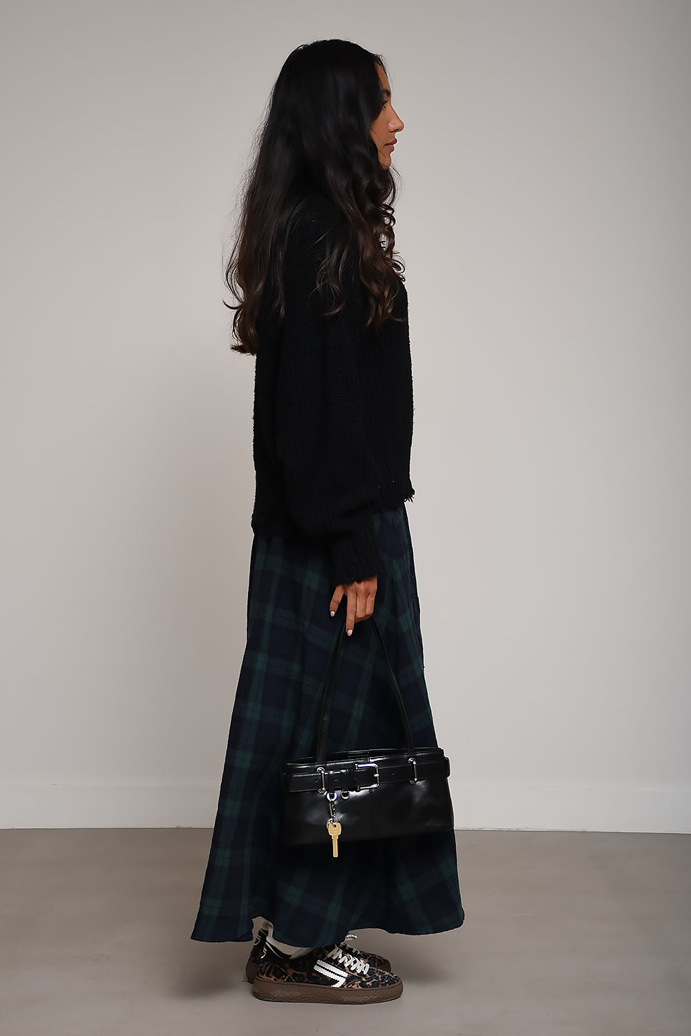 Denimist - Cropped cable crewneck sweater