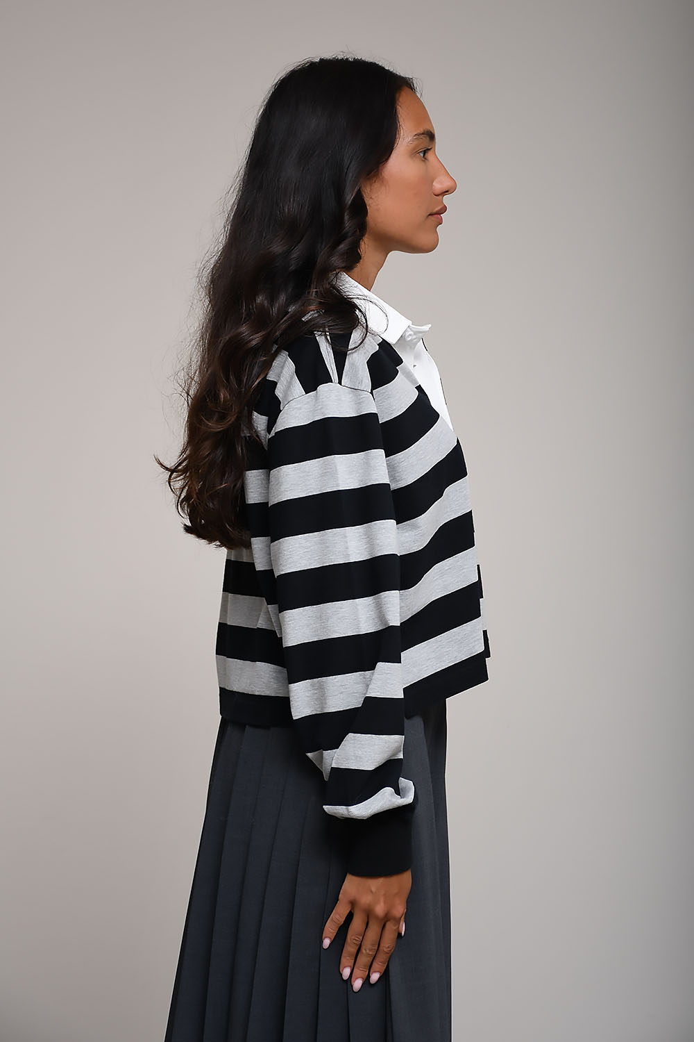 Denimist - Rugby long sleeve cropped tee