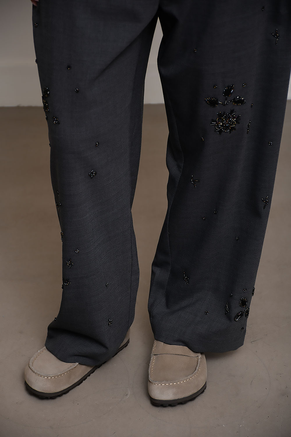 Embellished wide-leg tailoring pants