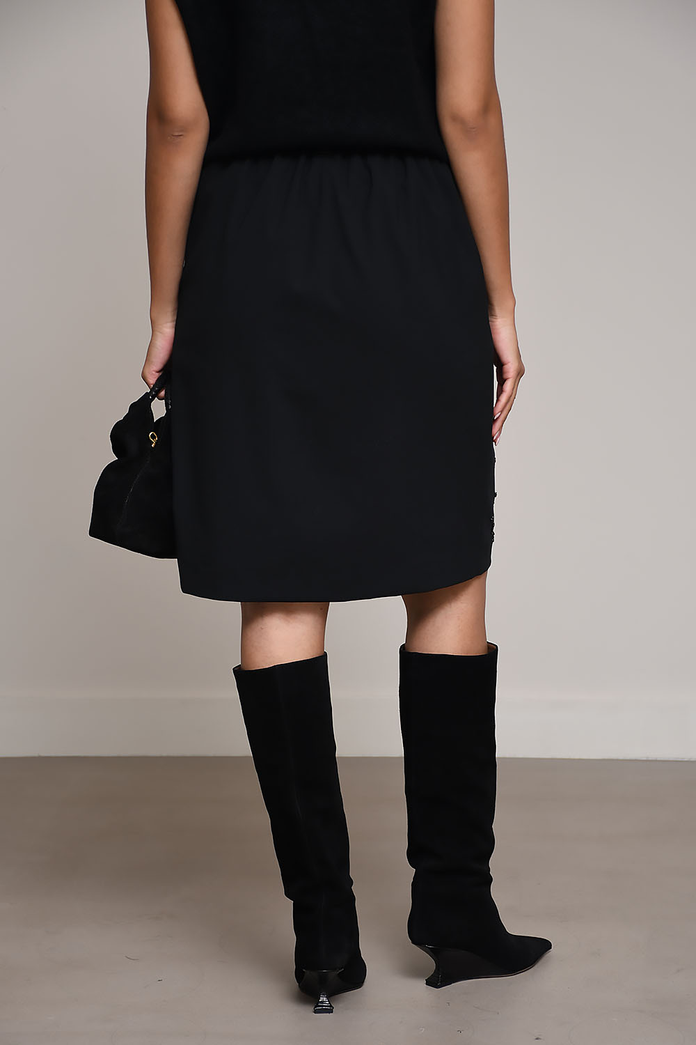 Embellished tailoring midi skirt