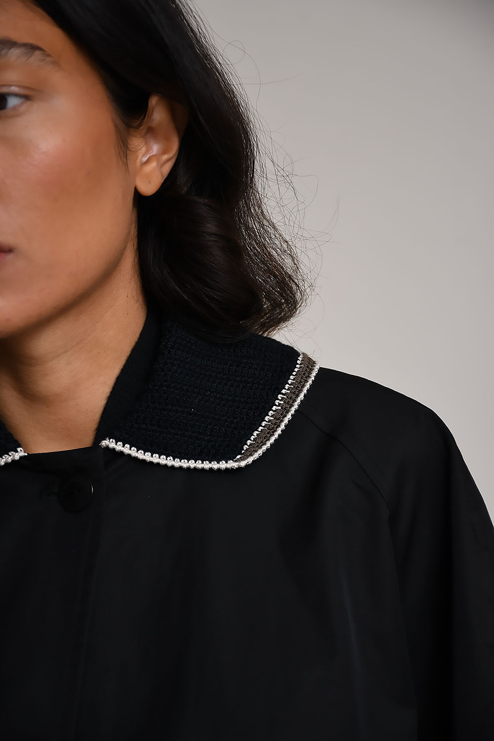 Crochet collar relaxe fit jacket