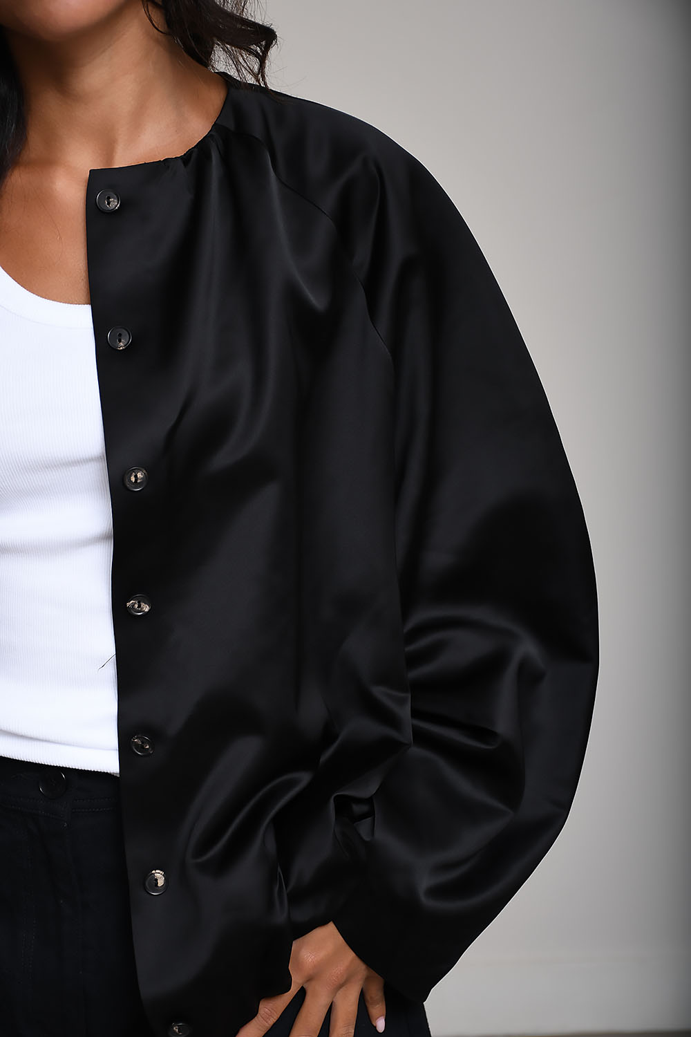 Satin balloon blouse