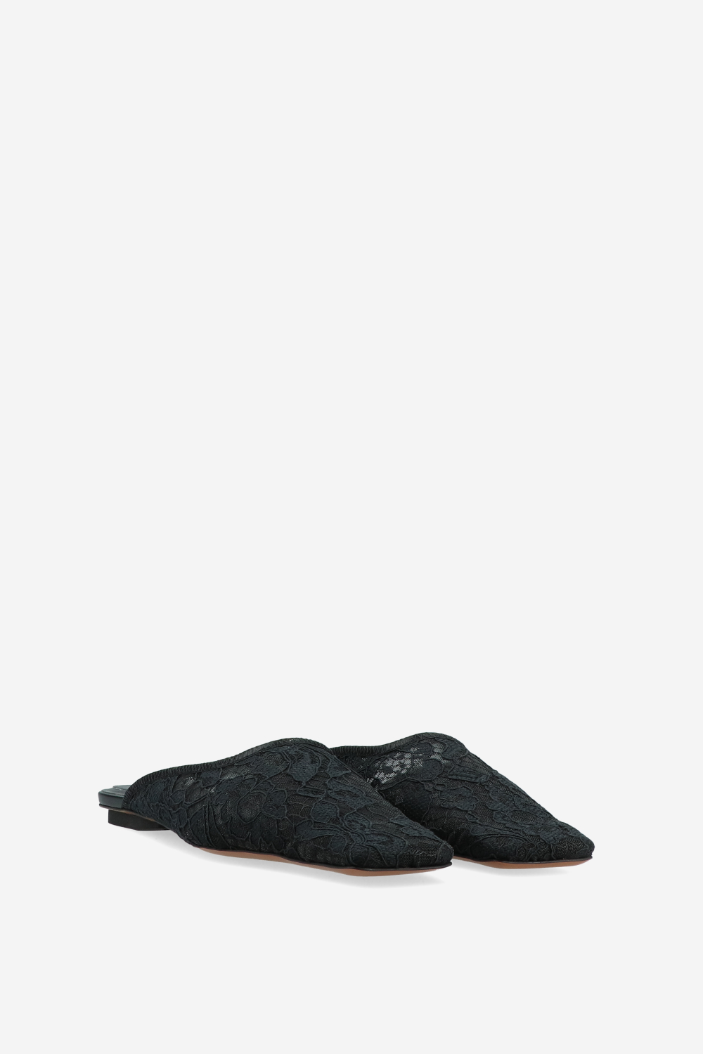 Square-toe lace backless mules