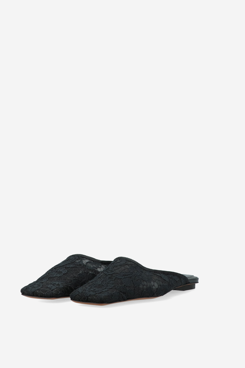 Square-toe lace backless mules