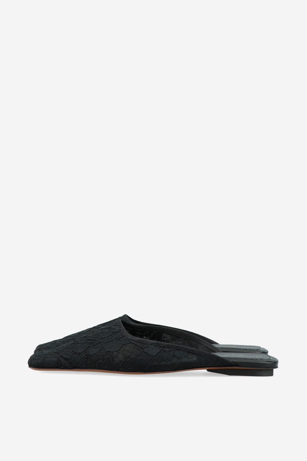 Square-toe lace backless mules