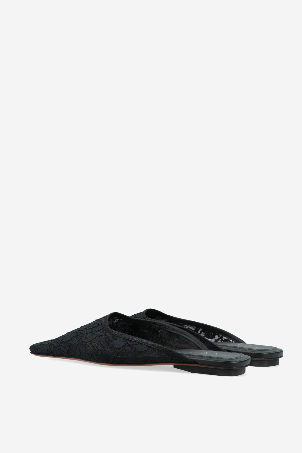 Square-toe lace backless mules