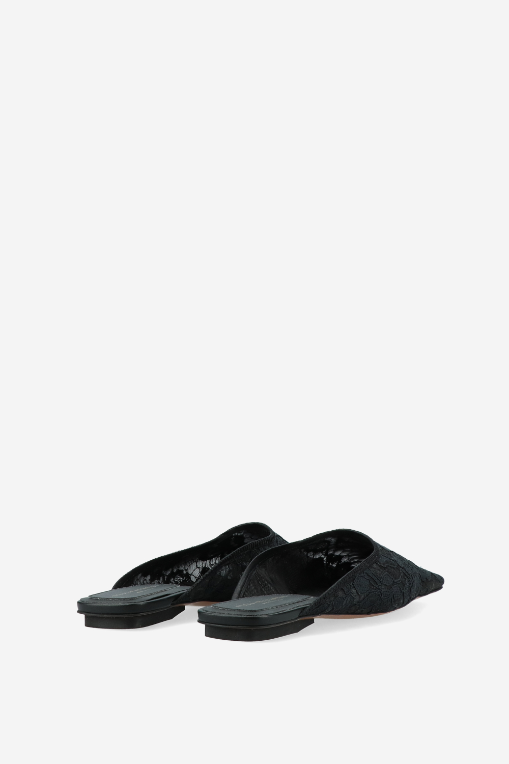 Square-toe lace backless mules