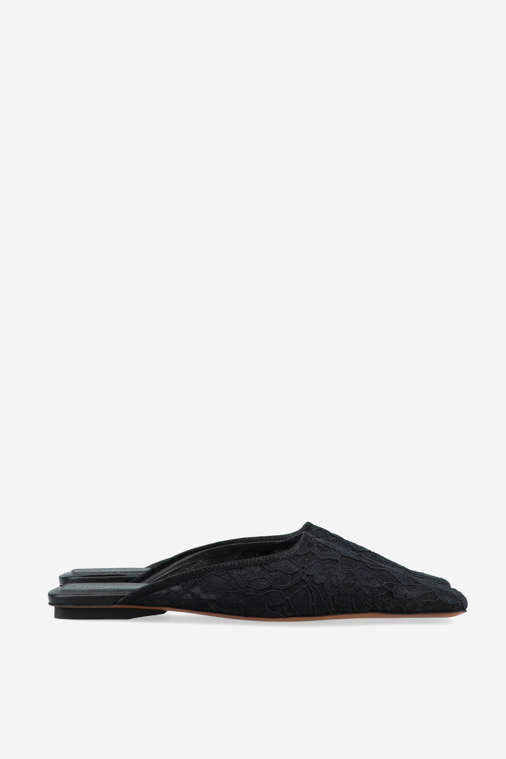 Square-toe lace backless mules