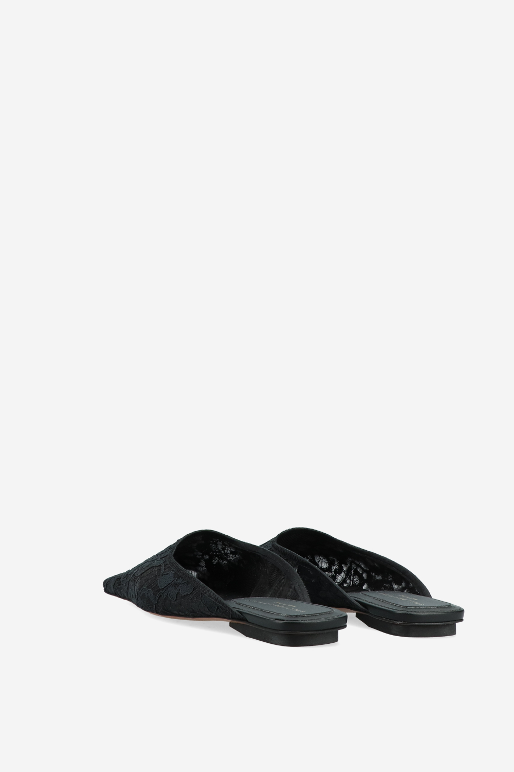 Square-toe lace backless mules