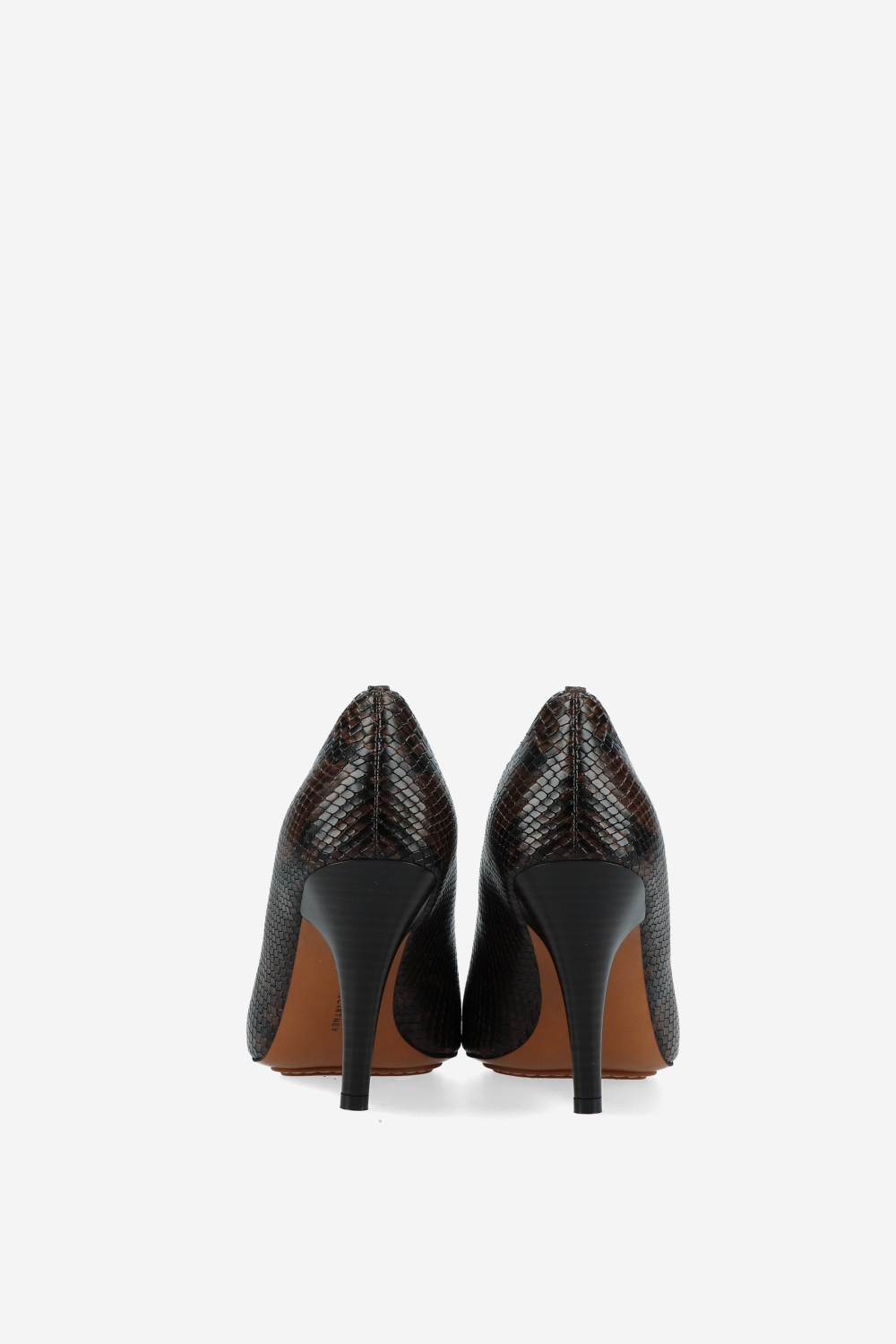 Square-toe snake stiletto pumps