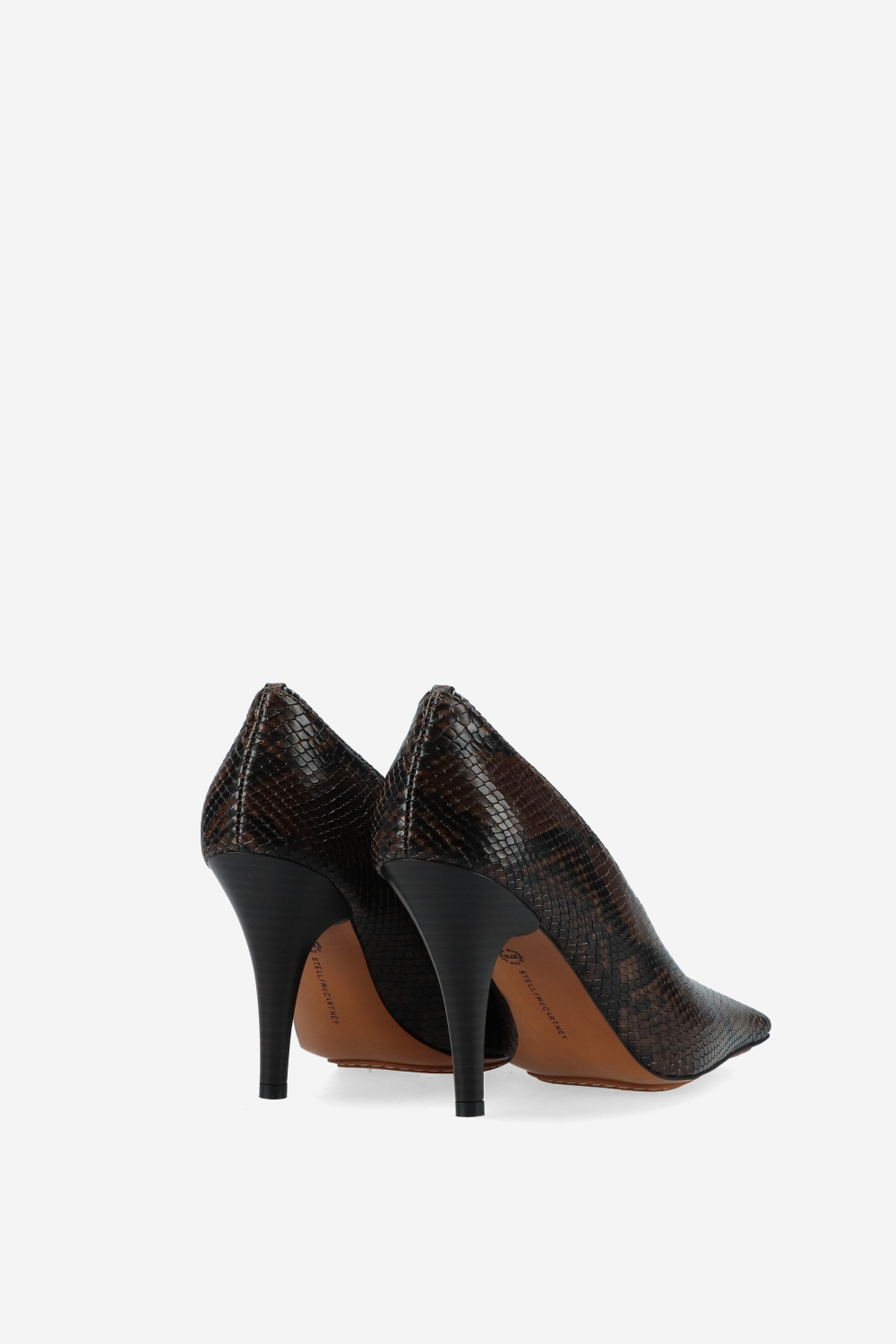 Square-toe snake stiletto pumps