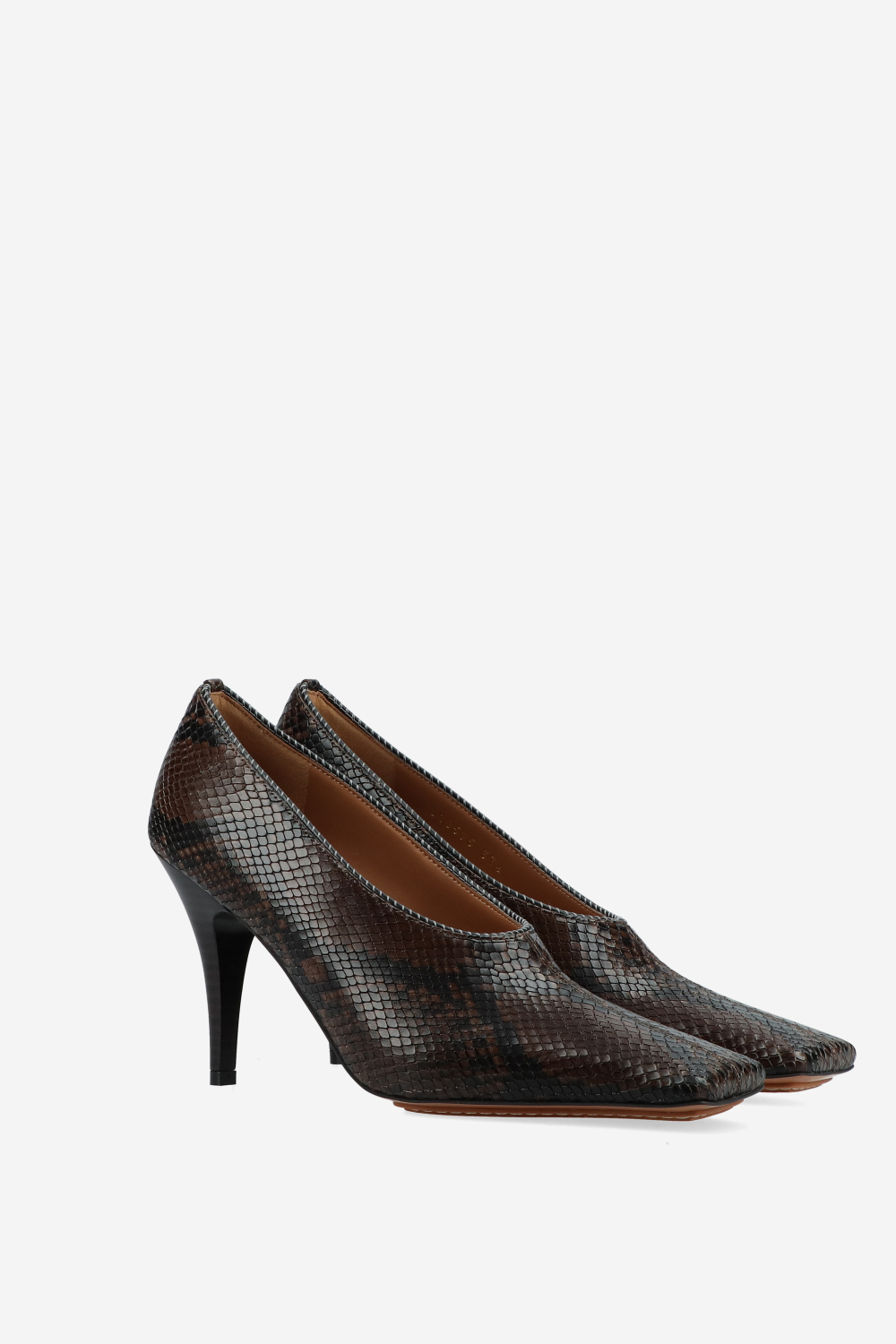 Stella McCartney - Square-toe snake stiletto pumps